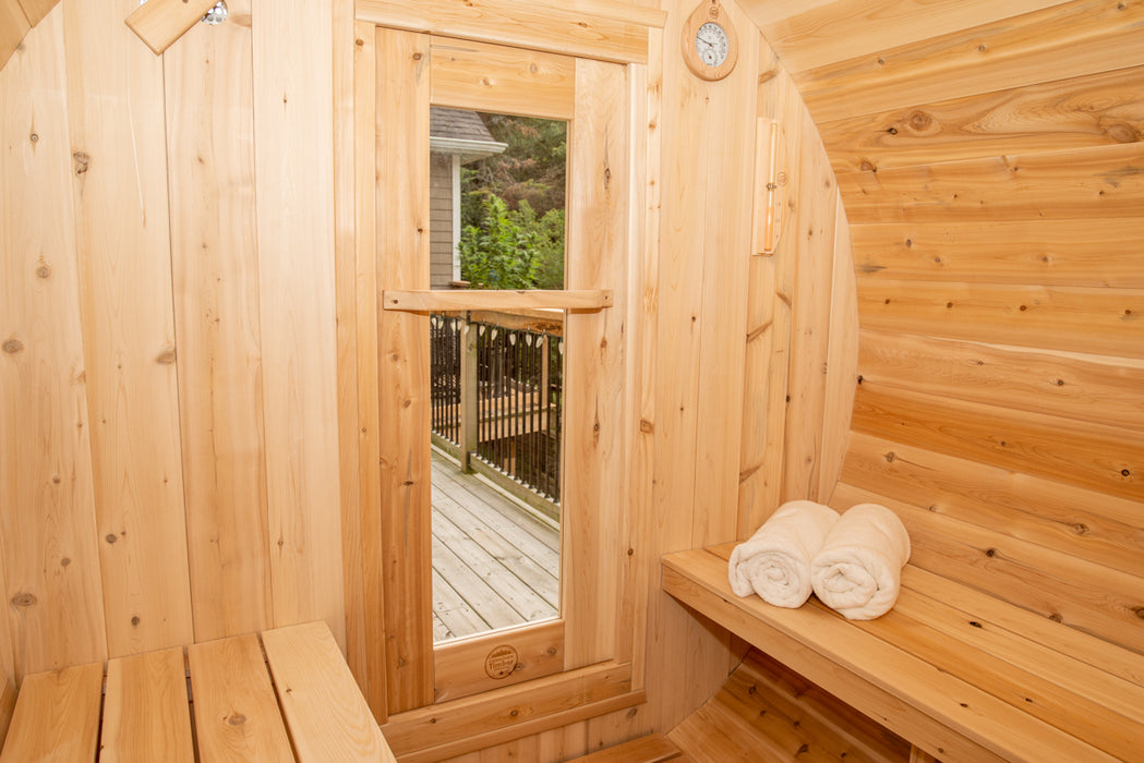 Dundalk 4 Person White Cedar Outdoor Sauna Harmony | 2-4 People | Wood or Electric Heater  Dundalk Leisurecraft   