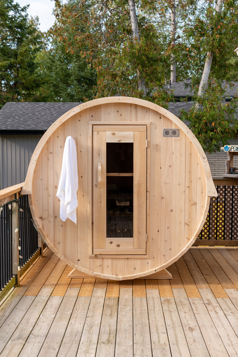 Dundalk 4 Person White Cedar Outdoor Sauna Harmony | 2-4 People | Wood or Electric Heater  Dundalk Leisurecraft   