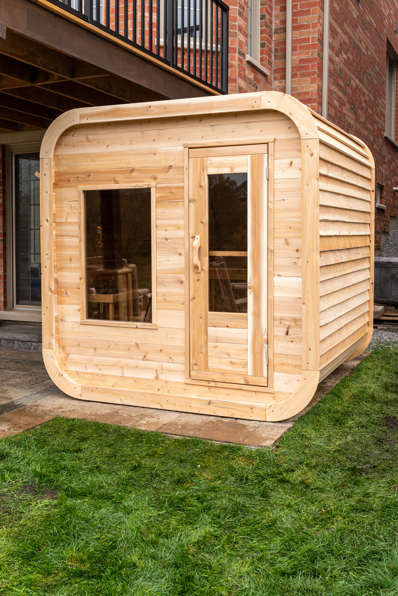 Dundalk Canadian Timber Luna White Cedar Outdoor Sauna | 2-4 People | Wood or Electric Heater  Dundalk Leisurecraft   