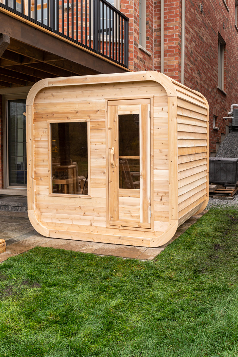 Dundalk Canadian Timber Luna White Cedar Outdoor Sauna | 2-4 People | Wood or Electric Heater  Dundalk Leisurecraft   