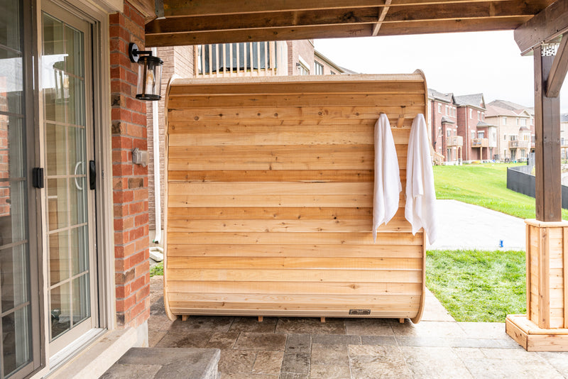 Dundalk Canadian Timber Luna White Cedar Outdoor Sauna | 2-4 People | Wood or Electric Heater  Dundalk Leisurecraft   