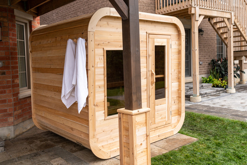 Dundalk Canadian Timber Luna White Cedar Outdoor Sauna | 2-4 People | Wood or Electric Heater  Dundalk Leisurecraft   