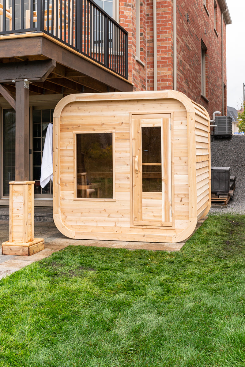 Dundalk Canadian Timber Luna White Cedar Outdoor Sauna | 2-4 People | Wood or Electric Heater  Dundalk Leisurecraft   