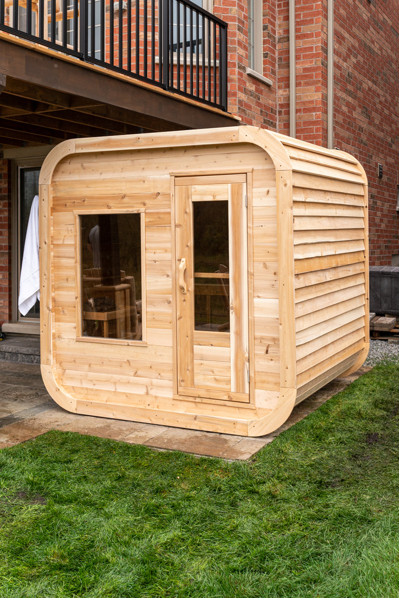 Dundalk Canadian Timber Luna White Cedar Outdoor Sauna | 2-4 People | Wood or Electric Heater  Dundalk Leisurecraft   