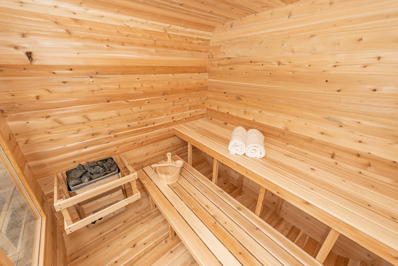 Dundalk Canadian Timber Luna White Cedar Outdoor Sauna | 2-4 People | Wood or Electric Heater  Dundalk Leisurecraft   