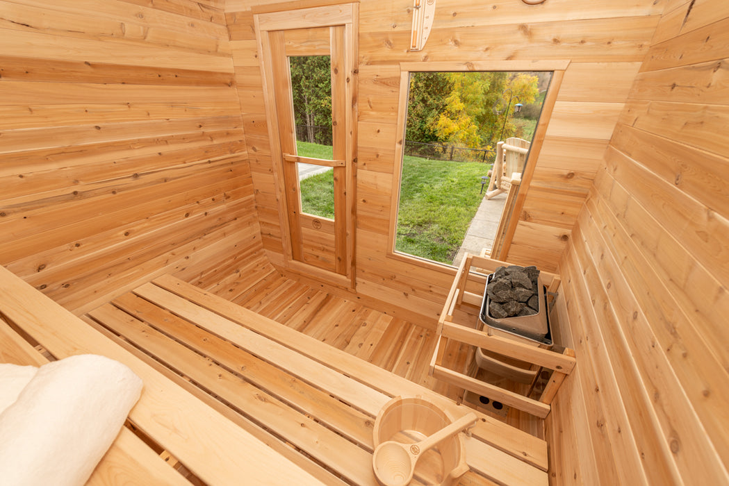 Dundalk Canadian Timber Luna White Cedar Outdoor Sauna | 2-4 People | Wood or Electric Heater  Dundalk Leisurecraft   