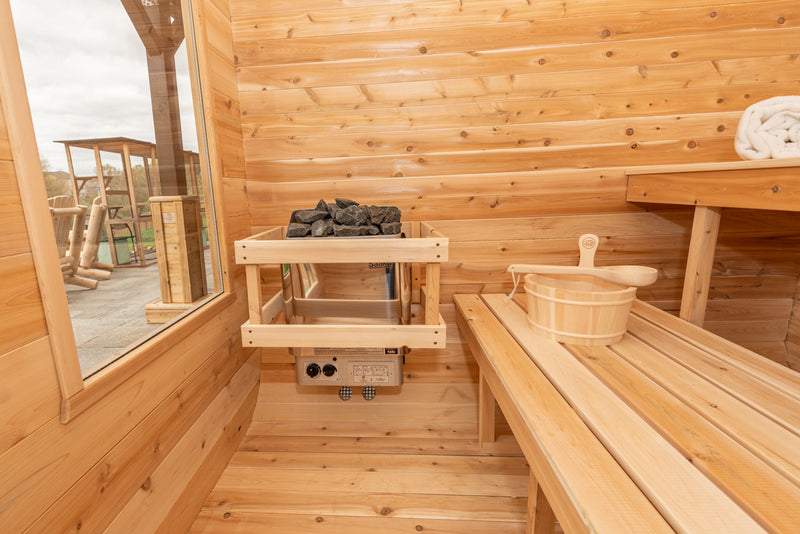 Dundalk Canadian Timber Luna White Cedar Outdoor Sauna | 2-4 People | Wood or Electric Heater  Dundalk Leisurecraft   