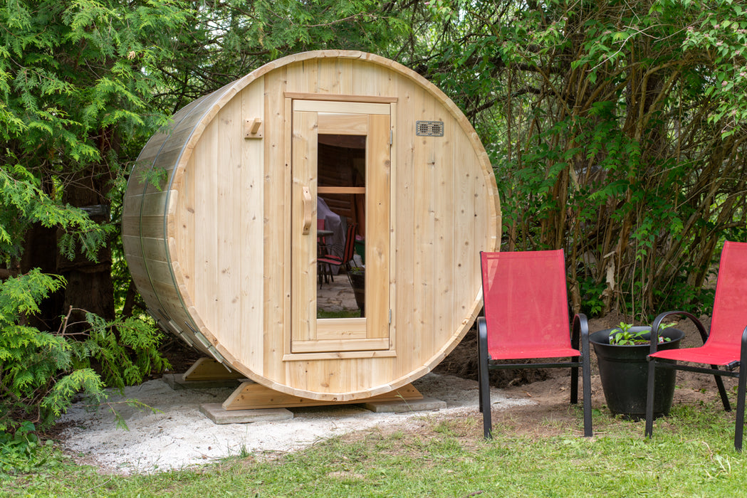 Dundalk 4 Person White Cedar Outdoor Sauna Harmony | 2-4 People | Wood or Electric Heater  Dundalk Leisurecraft   