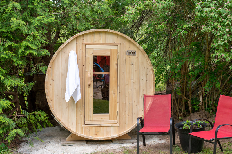Dundalk 4 Person White Cedar Outdoor Sauna Harmony | 2-4 People | Wood or Electric Heater  Dundalk Leisurecraft   