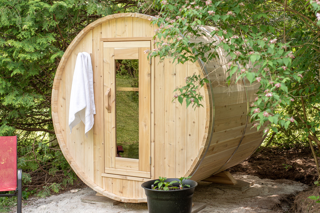 Dundalk 4 Person White Cedar Outdoor Sauna Harmony | 2-4 People | Wood or Electric Heater  Dundalk Leisurecraft   