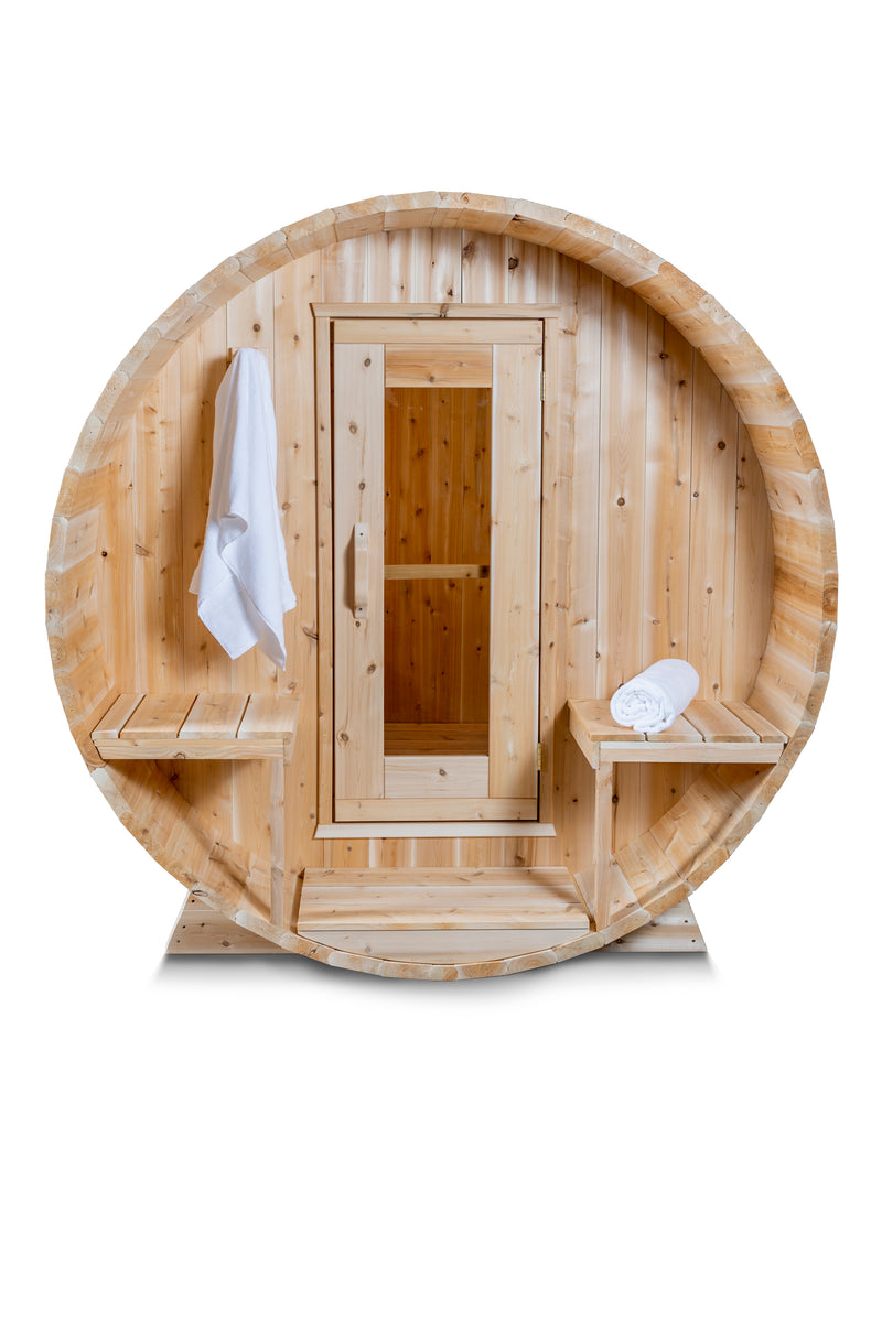 Dundalk Canadian Timber White Cedar Serenity Outdoor Sauna | 2-4 People | Wood or Electric Heater  Dundalk Leisurecraft   