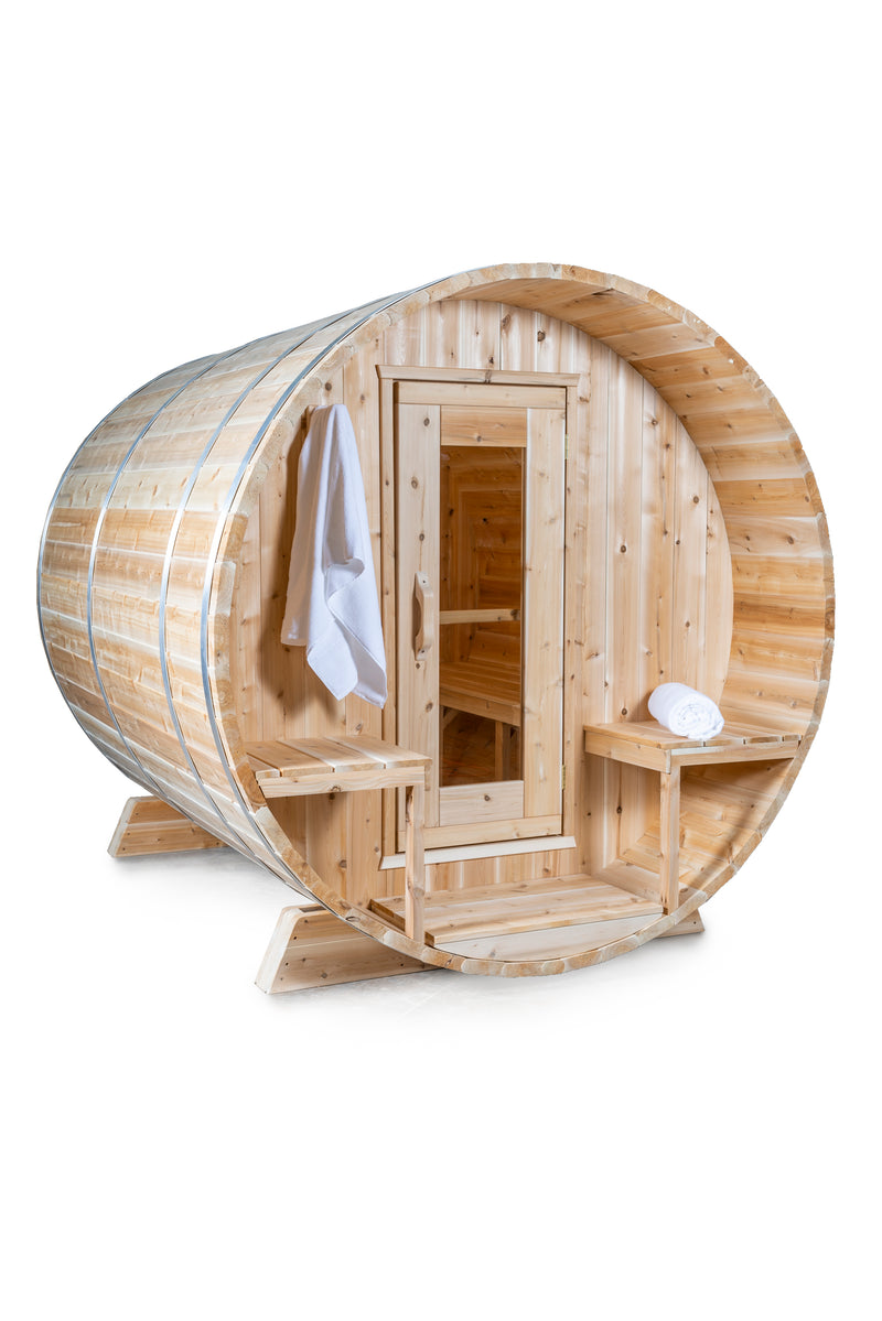 Dundalk Canadian Timber White Cedar Serenity Outdoor Sauna | 2-4 People | Wood or Electric Heater  Dundalk Leisurecraft   