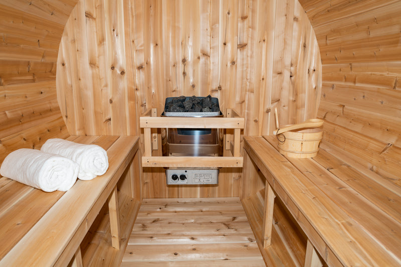 Dundalk Canadian Timber White Cedar Serenity Outdoor Sauna | 2-4 People | Wood or Electric Heater  Dundalk Leisurecraft   