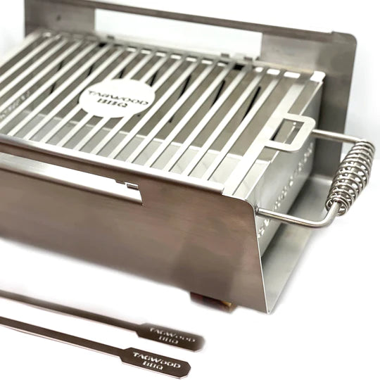 Tagwood BBQ Table Top Warming Brazier | Stainless steel and Acacia wood