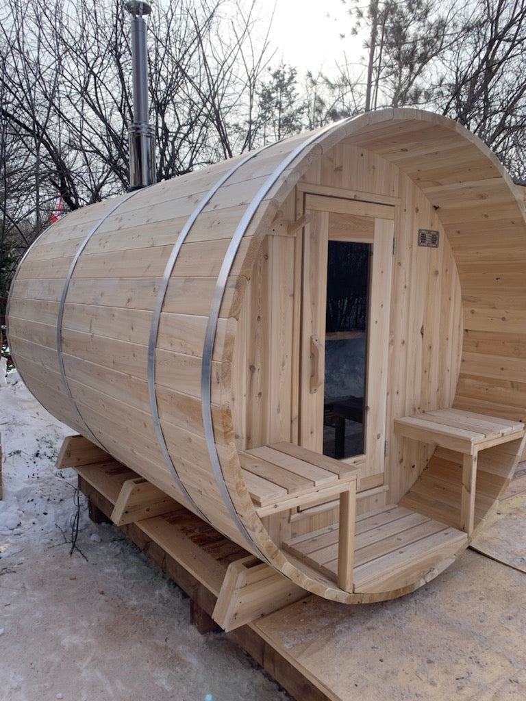 Dundalk Canadian Timber White Cedar Serenity Outdoor Sauna | 2-4 People | Wood or Electric Heater  Dundalk Leisurecraft   