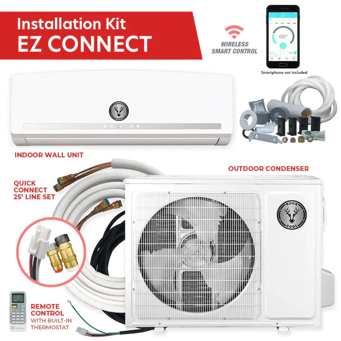 Buck Cool 18K BTU, 20 SEER EZ Connect Ductless Mini Split Heat Pump Complete System