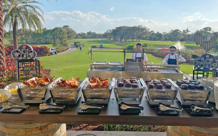 Tagwood BBQ Table Top Warming Brazier | Stainless steel and Acacia wood