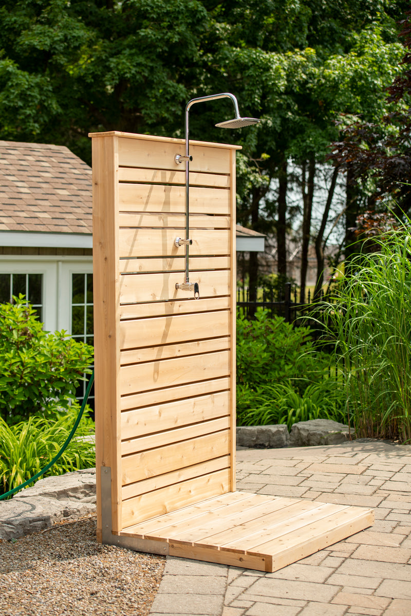 Dundalk Canadian Timber Savannah Standing Outdoor Shower  40" x 40" Platform  Dundalk Leisurecraft   