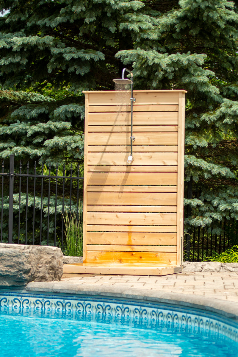 Dundalk Canadian Timber Savannah Standing Outdoor Shower  40" x 40" Platform  Dundalk Leisurecraft   