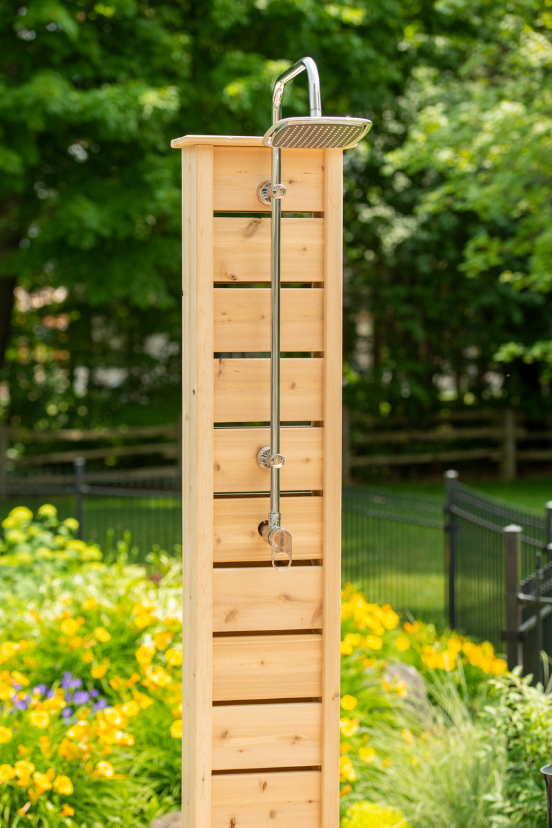 Dundalk Canadian Timber Sierra Pillar Outdoor Shower  31" x 31" Platform  Dundalk Leisurecraft   