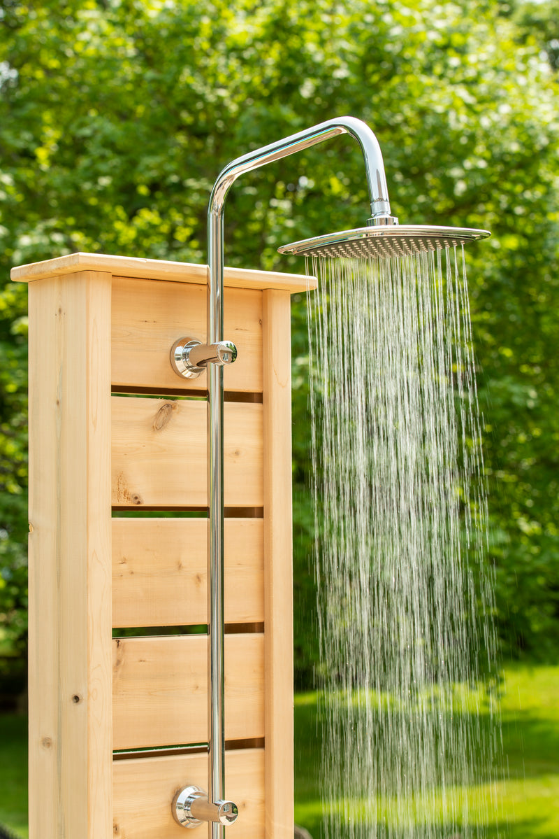 Dundalk Canadian Timber Sierra Pillar Outdoor Shower  31" x 31" Platform  Dundalk Leisurecraft   