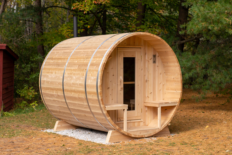 Dundalk Canadian Timber White Cedar Serenity Outdoor Sauna | 2-4 People | Wood or Electric Heater  Dundalk Leisurecraft   