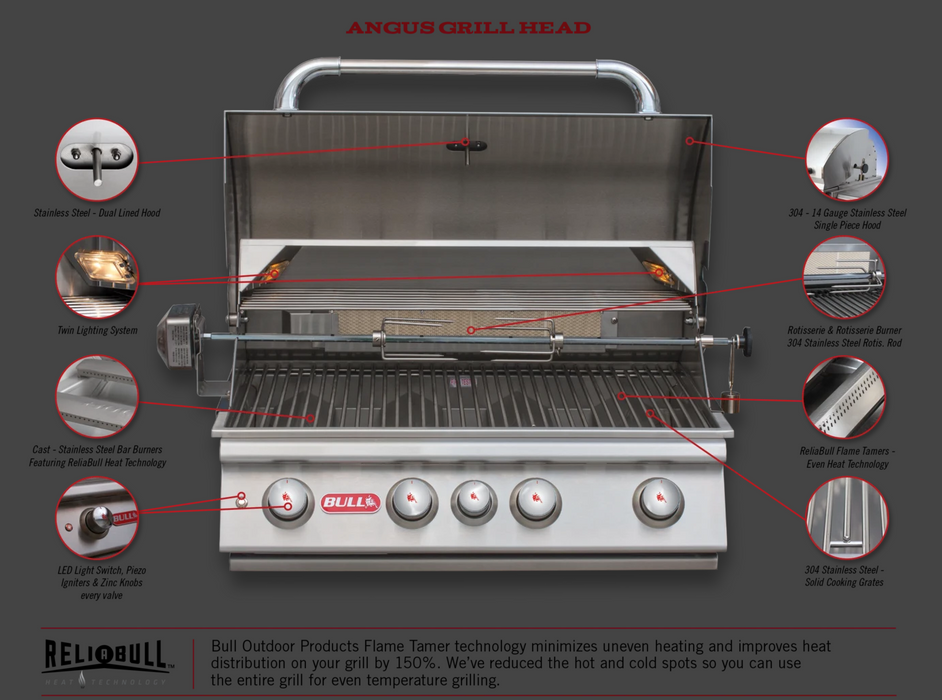 Bull BBQ Angus Built-In 4 Burner 76cm LPG