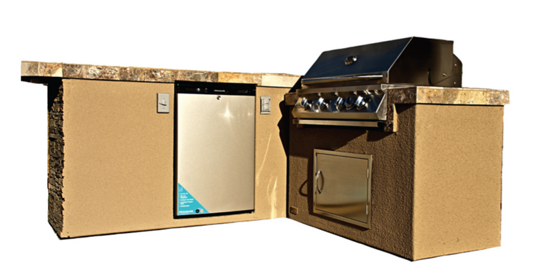 Baja BBQ Island with 4 Burner Built In BBQ Grill and Refrigerator BBQ GRILL KoKoMo Grills LPG  