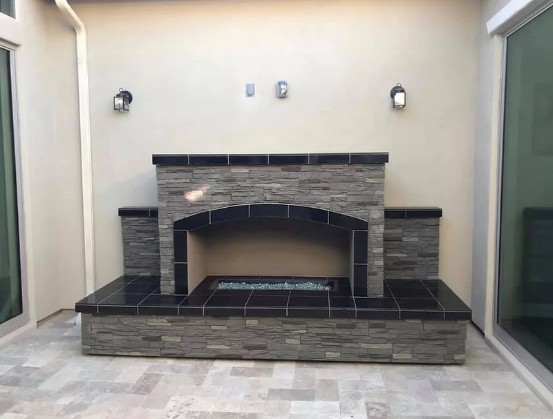 Outdoor Fireplace and Fire-Glass Burner Insert  KoKoMo Grills Outdoor Fireplace and Fire-Glass Burner Insert LPG  