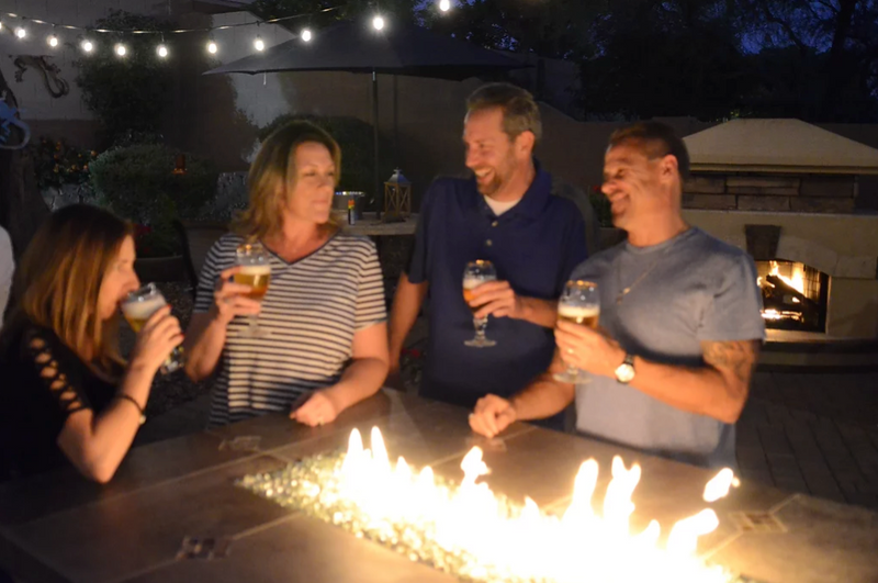 Entertainer Bar Gas Fire Pit Table with fire glass  KoKoMo Grills   