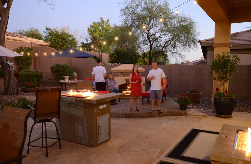 Entertainer Bar Gas Fire Pit Table with fire glass  KoKoMo Grills   