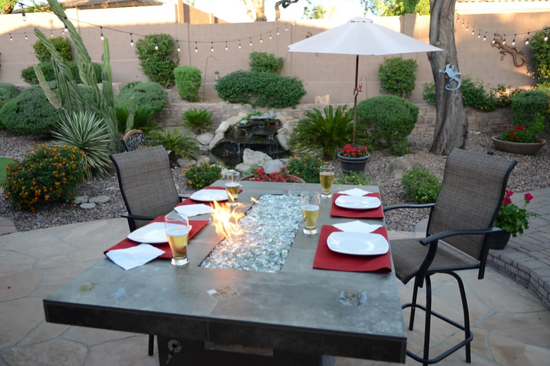 Entertainer Bar Gas Fire Pit Table with fire glass  KoKoMo Grills   
