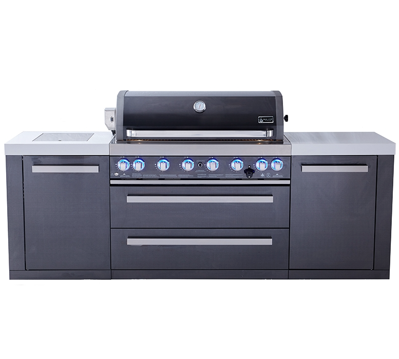 Mont Alpi 805 Black Stainless Steel Island, Infrared Side Burner 93'' BBQ GRILL Mont Alpi   