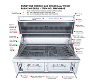 42" Gas Hybrid Dual Zone Charcoal/Wood Burning Grill BBQ GRILL SunStone Barbecue Grills   