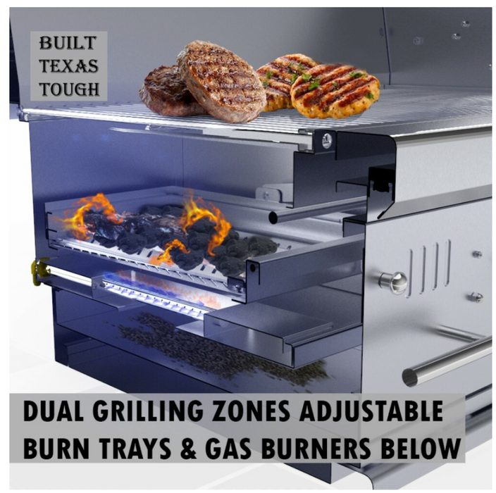 42" Gas Hybrid Dual Zone Charcoal/Wood Burning Grill BBQ GRILL SunStone Barbecue Grills   