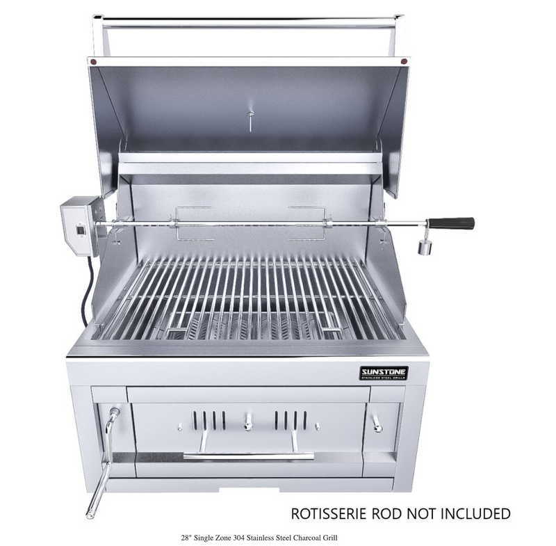 28" Single Zone 304 Stainless Steel Charcoal Grill BBQ GRILL SunStone Barbecue Grills   
