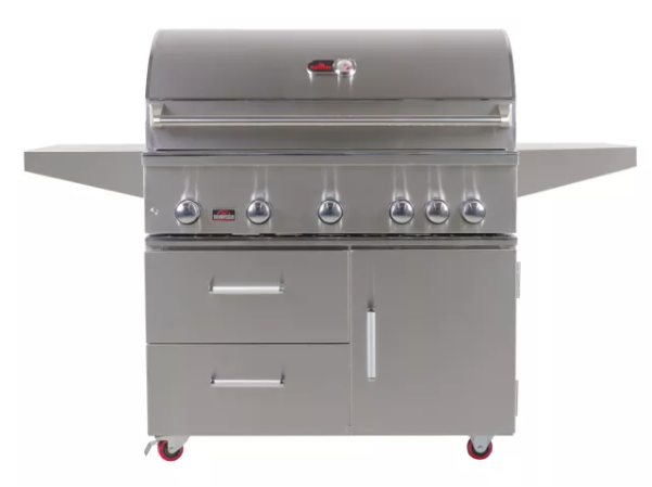 Bonfire 500 Prime Door/Drawer Cart +Cover+Rotisserie + Lifetime Warranty BBQ GRILL Bonfire Barbecue grills Bonfire 5 Burner Double Door Cart Model - LPG  