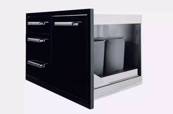 Bonfire Triple Drawer & Trash Can Combo Black BBQ GRILL Bonfire Barbecue grills   