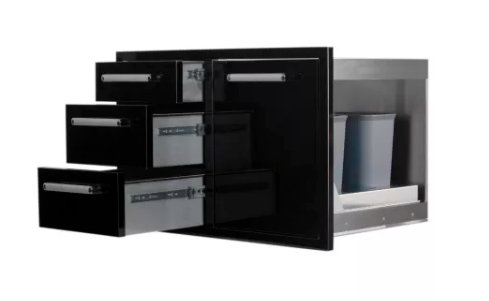 Bonfire Triple Drawer & Trash Can Combo Black BBQ GRILL Bonfire Barbecue grills   