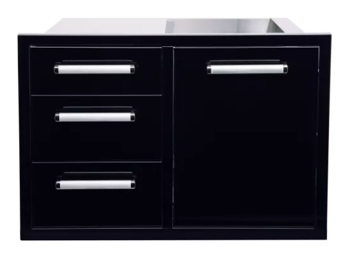 Bonfire Triple Drawer & Trash Can Combo Black BBQ GRILL Bonfire Barbecue grills   