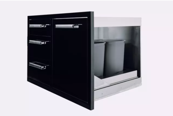 Bonfire Triple Drawer & Trash Can Combo Black BBQ GRILL Bonfire Barbecue grills   