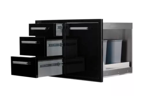 Bonfire Triple Drawer & Trash Can Combo Black BBQ GRILL Bonfire Barbecue grills   