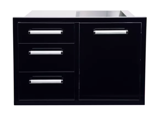 Bonfire Triple Drawer & Trash Can Combo Black BBQ GRILL Bonfire Barbecue grills   