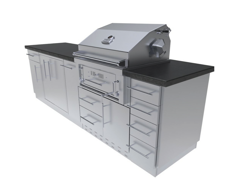 ALAMO 9’ Hybrid Gas Charcoal Grill island package BBQ GRILL SunStone Barbecue Grills   