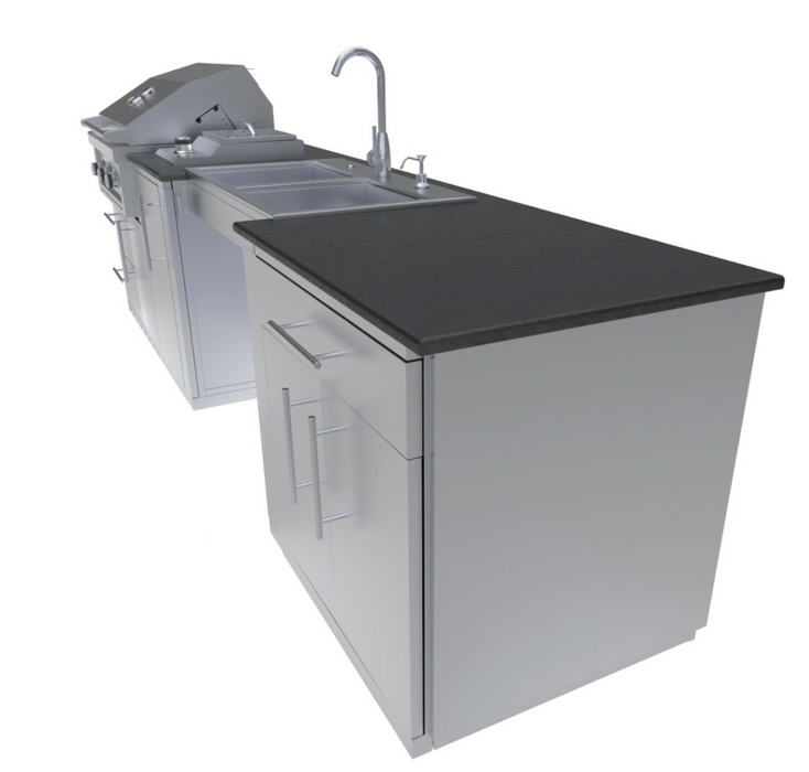 Stainless steel kitchen sink cabinet - SBC36FDD - SUNSTONE - for
