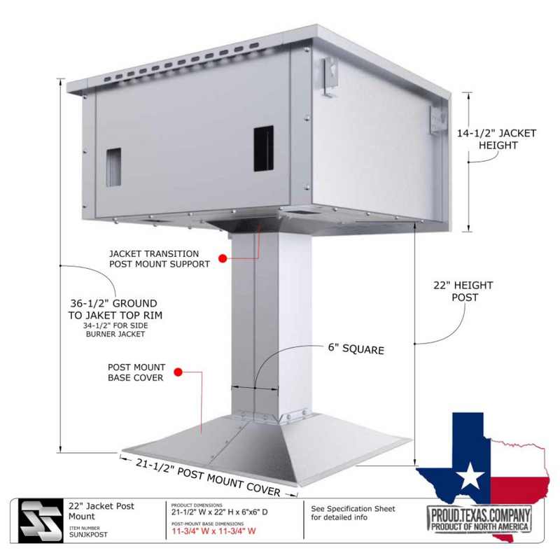 22" Sunstone Post Mount for the Appliance Jackets BBQ GRILL SunStone Barbecue Grills   