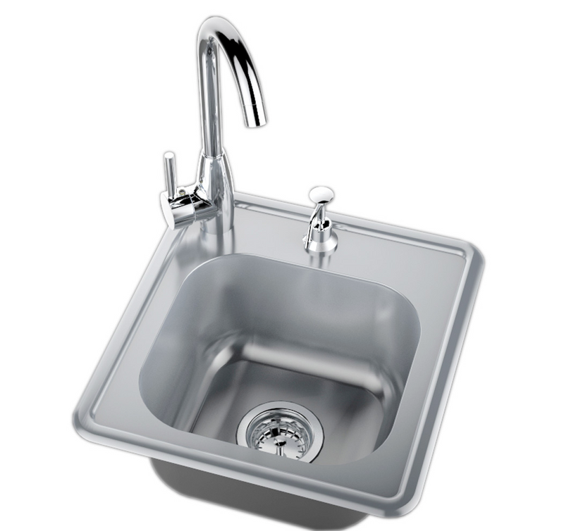 Drop in Single Sink w/Hot & Cold Water Faucet BBQ GRILL SunStone Barbecue Grills   