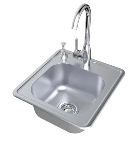 Drop in Single Sink w/Hot & Cold Water Faucet BBQ GRILL SunStone Barbecue Grills   