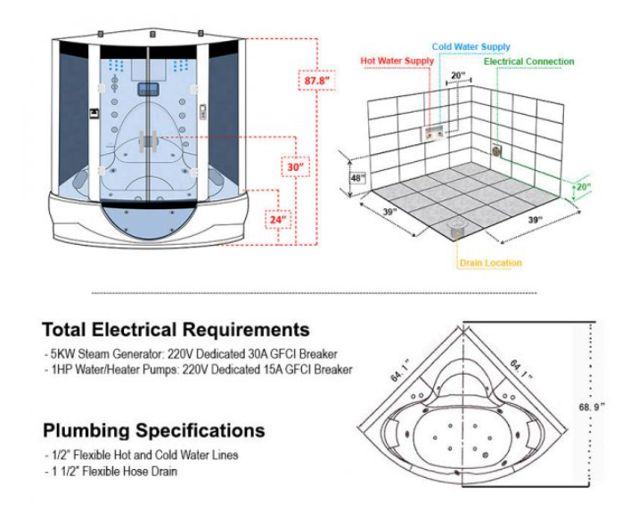 Valencia Steam Shower - White Spas Maya Bath LLC   
