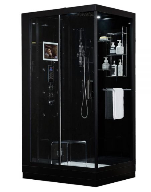 Platinum Lucca Steam Shower - Black Spas Maya Bath LLC Platinum Lucca Steam Shower - Black - Left  
